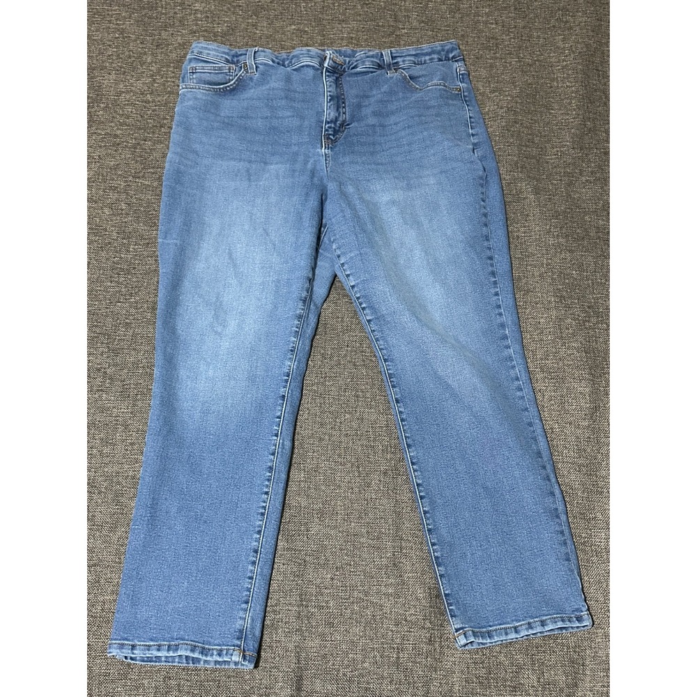 Terra & Sky Women's 18W Straight Leg Jeans Blue Denim Stretch
